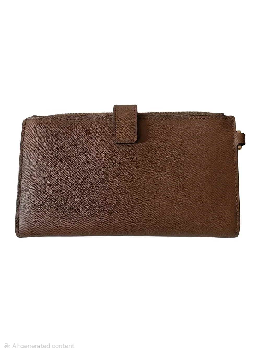 Michael Kors Brown Saffiano Leather Zip Wallet with Gold Logo - Picture 2 of 3